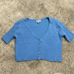 blue cropped cardigan